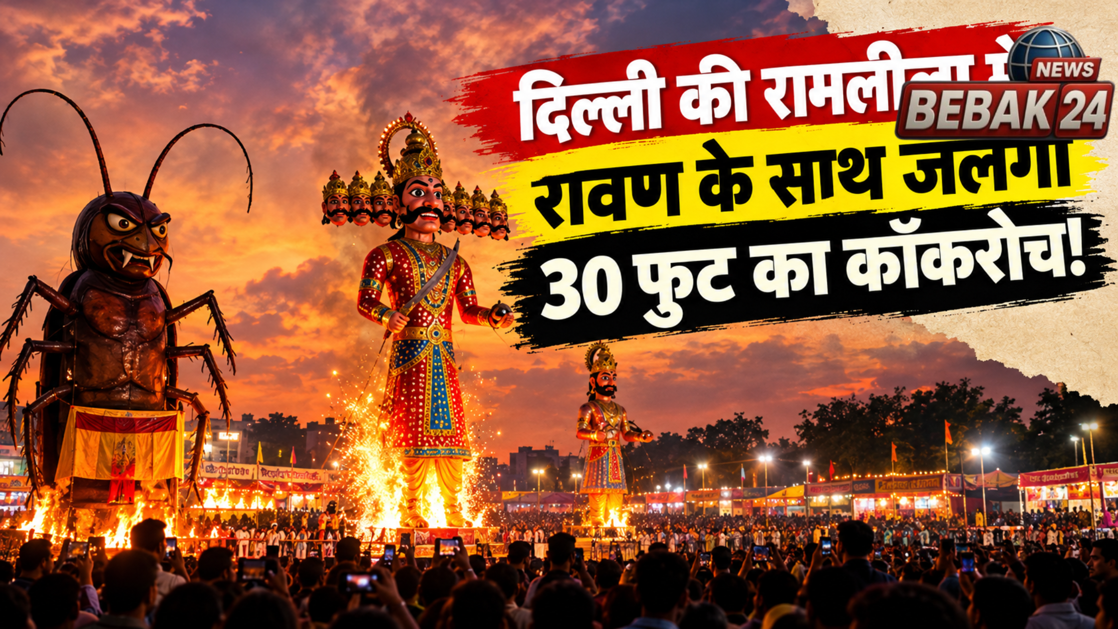 दिल्ली की रामलीला में रावण के साथ जलेगा 30 फुट का कॉकरोच का पुतला