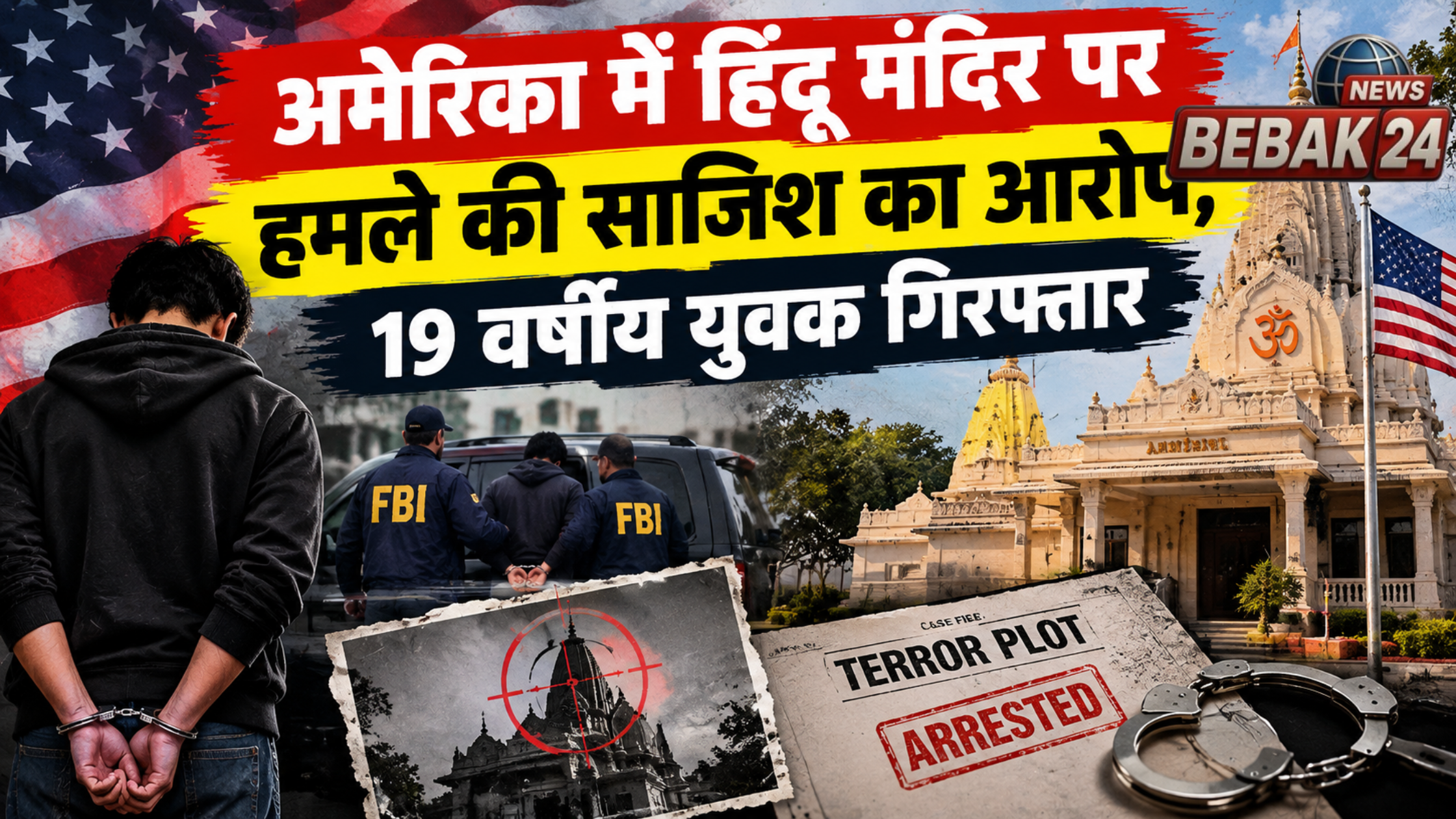 अमेरिका में हिंदू मंदिर पर हमले की साजिश का आरोप, 19 वर्षीय युवक गिरफ्तार