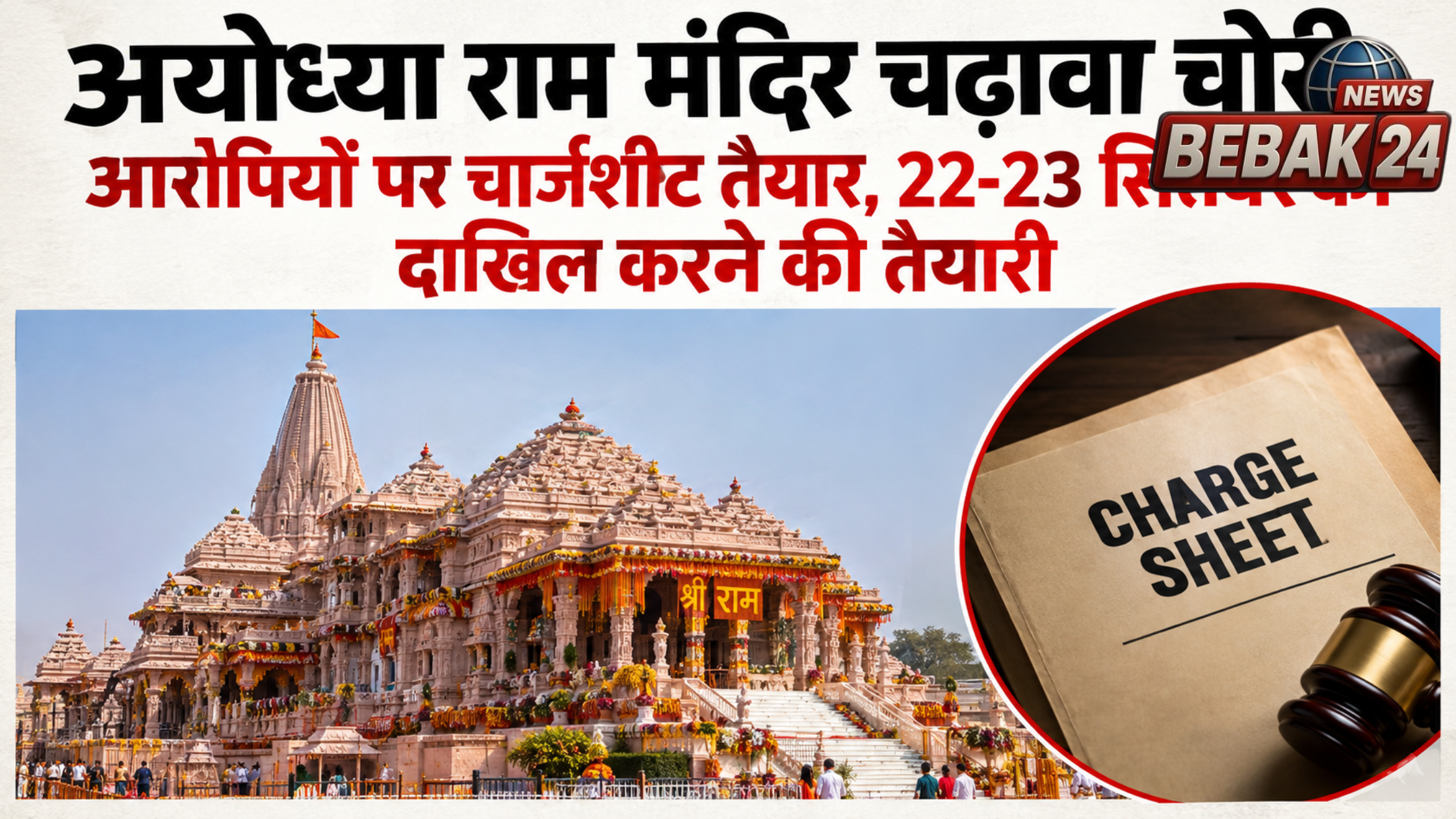 अयोध्या राम मंदिर चढ़ावा चोरी: आरोपियों पर चार्जशीट तैयार, 22-23 सितंबर को दाखिल करने की तैयारी