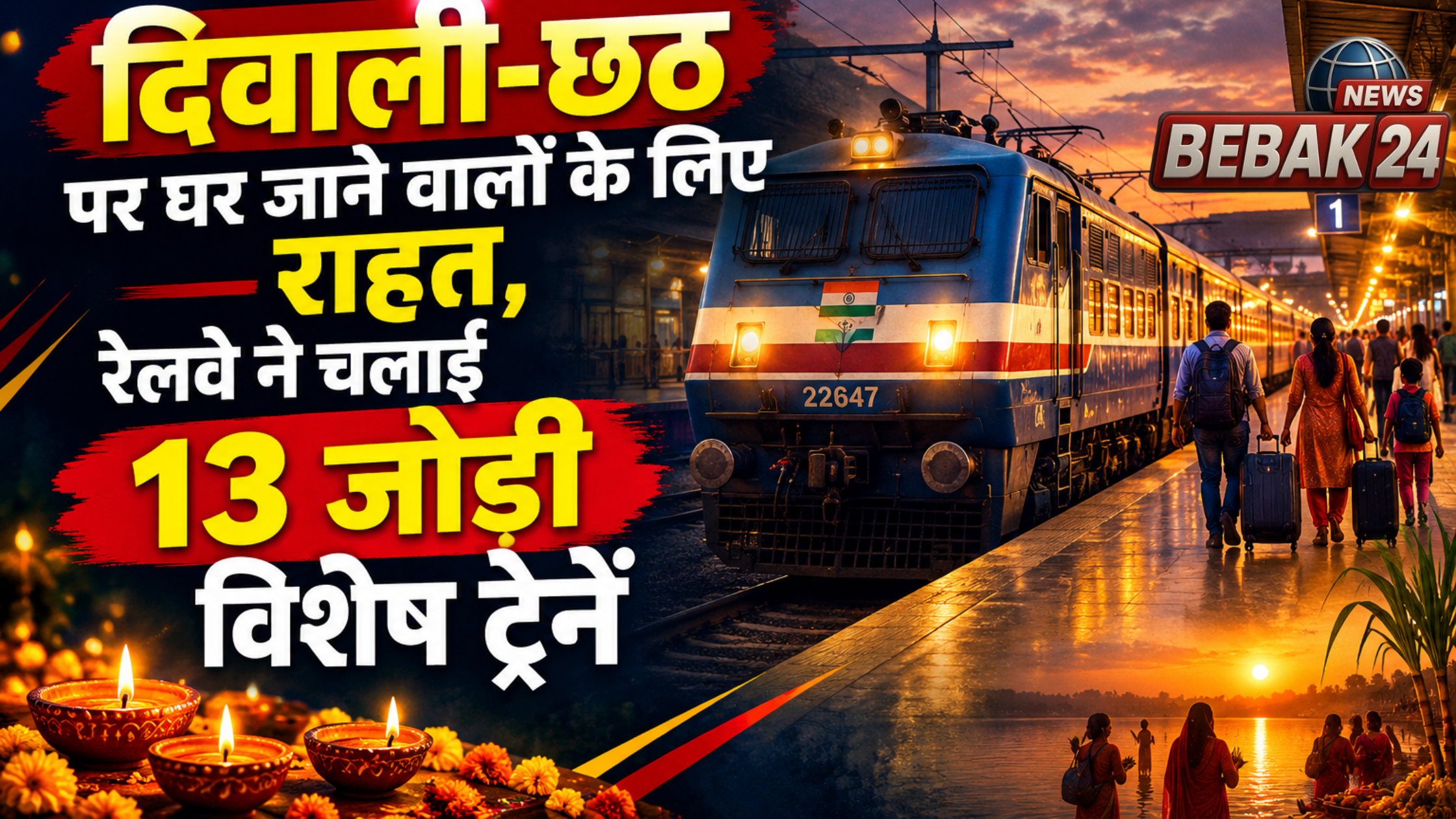 दिवाली-छठ पर घर जाने वालों के लिए राहत, रेलवे ने चलाई 13 जोड़ी विशेष ट्रेनें