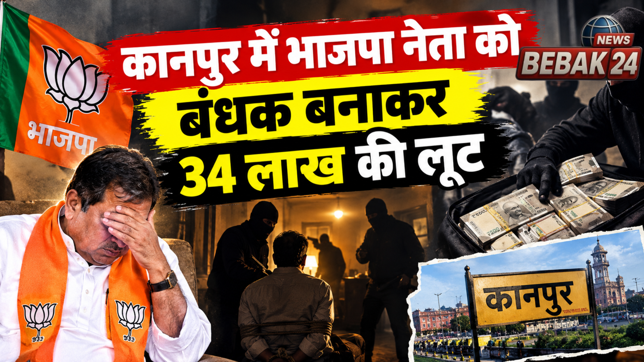 कानपुर में भाजपा नेता को बंधक बनाकर 34 लाख की लूट