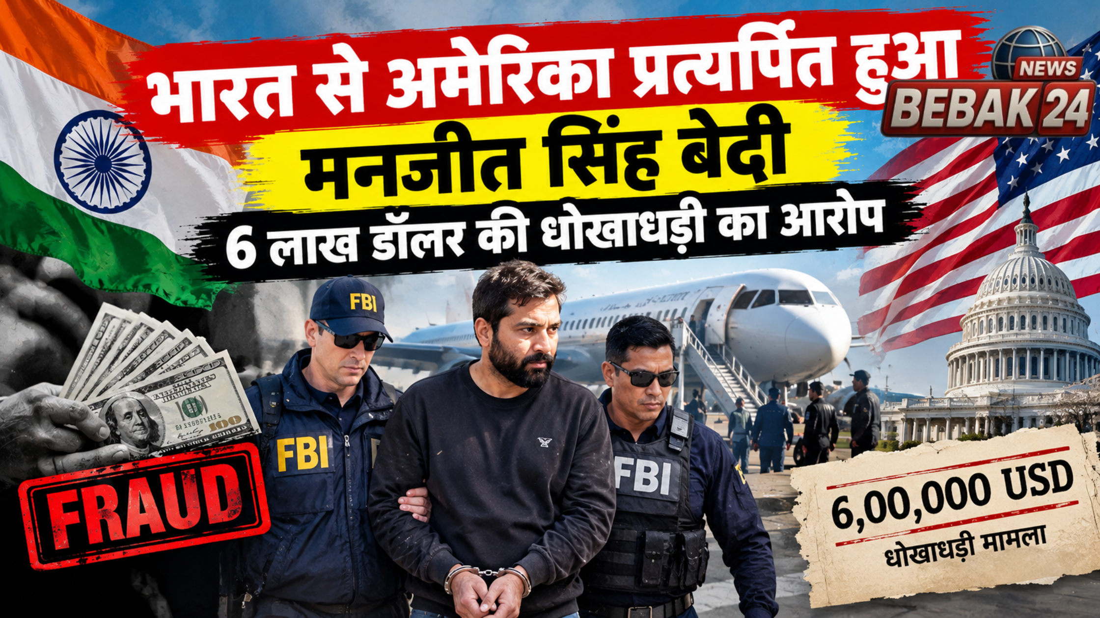 भारत से अमेरिका प्रत्यर्पित हुआ मनजीत सिंह बेदी, 6 लाख डॉलर की धोखाधड़ी का आरोप